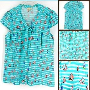 Modcloth Sailboat Tie neck top